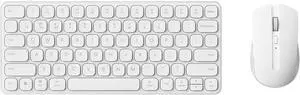 9050S Multi-Device Keyboard and Mouse Combo, 2.4GHz/Bluetooth 5.0/4.0 Wireless Keyboard & Mouse Set for Windows/Mac/Linux/Chrome, Support 4 Devices, Rechargeable, Silent Click, White