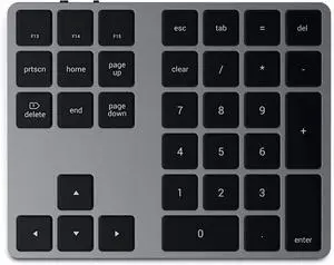 Bluetooth Extended Numeric Keypad, Slim Rechargeable 34-Key Numberpad, for MacBook Air/Pro M4, iPad Air/Pro M4/M3, iPad mini, Mac mini, iMac - Space Gray