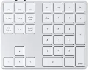 Bluetooth Extended Numeric Keypad, Slim Rechargeable 34-Key Numberpad, for MacBook Air/Pro M4, iPad Air/Pro M4/M3, iPad mini, Mac mini, iMac - Silver