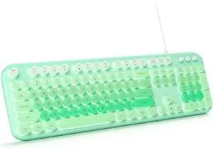 Wired Keyboard with Backlit, Light Up Computer Keyboards with Multimedia Keys, Full Size Wired Keyboard With Illuminated LED, Plug and Play, Anti-Wear Letters for Laptop, Desktop- Green Colorful