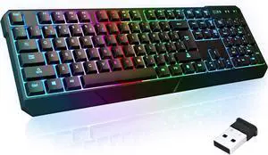 Chroma Wireless Keyboard  RGB Backlit Gaming, Rechargeable Battery, PC Keyboard, Durable & Water-Resistant, Compatible with PS4, PS5 & Mac - Black