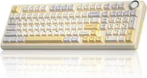 Pro 96% Wireless Mechanical Gaming Keyboard, Creamy Keyboard with Number Pad, Hot-Swappable Pre-Lubed Switches, Gasket Structure RGB Keyboards for Gamer/PC/Laptop(Beige White)