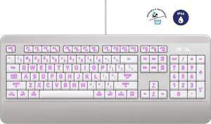 Vision Mac USB-C Keyboard, Backlit/Large Print, 3 Interchange Backlight Colors, Blue/Red/Purple (KB540)