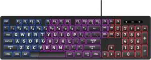 Large Print Keyboard - USB Computer Keyboard with 3 Interchangeable Backlight Colors (KB512), Black