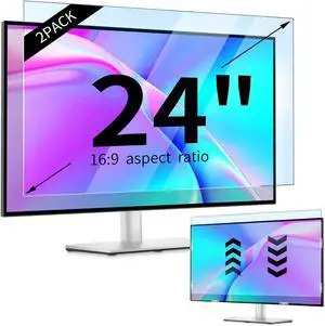 FOR-2 Pack 24 inch Anti-Blue Light monitor Screen Protector for 16:9 Widescreen,Removable Anti Glare Blue Light Blocking Screen FilterLED PC Anti-UV Eye Protection Filter Film