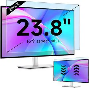 2 Pack 23.8 inch Anti-Blue Light Monitor Screen Protector for 16:9 Widescreen,Removable Anti Glare Blue Light Blocking Screen FilterLED PC Anti-UV Eye Protection Filter Film