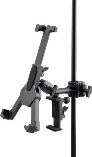 TCM1500 Tablet/Smartphone Holder (Setup for Tablets, Computers, E-Readers, Smartphones, and Phablets, Clamp Mount, Nonslip Padding, Adjustable Angle and Rotation, External Battery Holder)