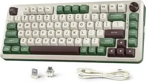 K681 Pro Wireless Mechanical Keyboard, Gasket Mounted RGB Gaming Keyboard with Volume Knob, MDA-Profile, Pre-Lubed Linear Switches, 81 Keys 75 Tri-Mode Hot Swappable for PC/Xbox/PS (Matcha)