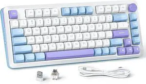 K681 Wireless Mechanical Keyboard, Gasket Mounted RGB Gaming Keyboard with Volume Knob, MDA-Profile, Pre-Lubed Linear Switches, 81 Keys 75 Tri-Mode Hot Swappable for PC/Xbox/Ps (Periwinkle)