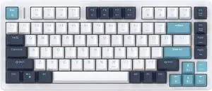 FE75Pro Wireless RGB Hot Swappable Mechanical Keyboard, Three-Layer Dampening 81 Keys Gaming Keyboard, Customizable Backlit, USB-C/2.4GHz/Bluetooth- White/Blue