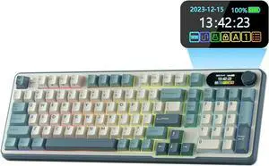 S98 Mechanical Keyboard w/Smart Display & Knob, Top Mount 96% Wireless Mechanical Keyboard BT/2.4G/USB-C, Hot Swappable, Software Support, Creamy Sounding, 98 Keys