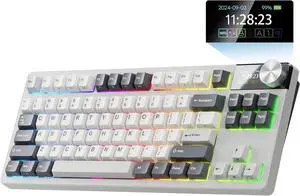 S85 Wireless Mechanical Keyboard, TKL Keyboard with Display & Ratchet Knob, Triple-Mode Bluetooth/2.4GHz/USB-C, Custom Linear Silent Switches, 7200mAh Battery, Hot Swappable, 85 Keys