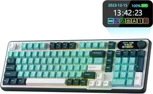 S98 Mechanical Keyboard w/Smart Display & Knob, Top Mount 96% Wireless Mechanical Keyboard BT/2.4G/USB-C, Hot Swappable, Software Support, Creamy Sounding, 98 Keys