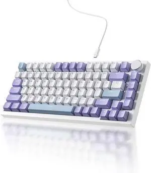 75% Wired Gasket Mechanical Gaming Keyboard with Volume Knob - South Facing LED - Poron Foam - PBT Keycaps - Programmable RGB Hot Swap Keyboard
