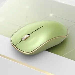 2.4G Slim Wireless Silent Mouse - Portable Wireless Computer Mouse with 5 Adjustable DPI Levels, USB for Desktop, Notebook, MacBook, Chromebook, PC (Light Green)
