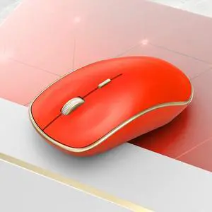 Mouse Wireless, 2.4G Silent Wireless Gaming Mouse, Slim Portable USB Mouse Wireless for Laptop, Computer, PC (Orange Red)