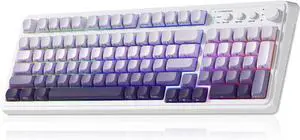 S99 Wireless Keyboard, Tri-Mode Bluetooth/2.4GHz/USB-C Cute Creamy Gaming Keyboard with Number Pad RGB Backlit, Media Knob Custom Computer Keyboards for MAC Xbox PC Gamer - Gradient Purple
