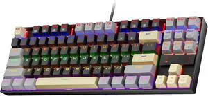 K552 Mechanical Gaming Keyboard, 87-Key Compact, LED Gaming Keyboard with Red Switches, Anti-Ghosting, Metal Frame for PC Gaming & Typing, Beginner-Friendly (Eclipse Gilded)