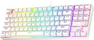 K552 Mechanical Gaming Keyboard, 87-Key Compact, LED Gaming Keyboard with Red Switches, Anti-Ghosting, Metal Frame for PC Gaming & Typing, Beginner-Friendly (White)