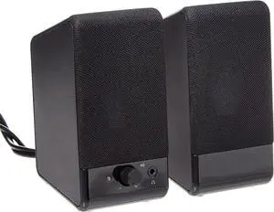 USB-Powered Computer Speakers for Desktop or Laptop PC with Volume Control, Plug-N-Play, Black