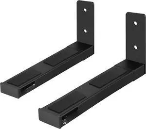 Adjustable Speaker Wall Mount Brackets - 2 Pack Extendable Steel Arms for Center Channel, Small or Large Speakers & Soundbars - 110 lbs Capacity, 6.7-11.8" Depth - Includes Mounting Hardware