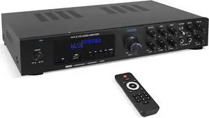 Bluetooth Audio Amplifier - Home Stereo Receiver with 5 Channels and Subwoofer Out - MP3/USB/SD - AUX - FM Radio - 2 Mic Inputs w/ Echo - VFD Display - Remote Control - PDA8BU