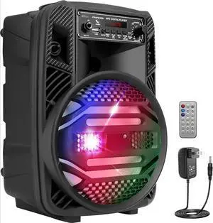 Portable Bluetooth PA Speaker System - 300W Rechargeable Outdoor Bluetooth Speaker Portable PA System w/ 8 Subwoofer 1 Tweeter, Microphone In, Party Lights, MP3/USB, Radio, Remote -PPHP835B