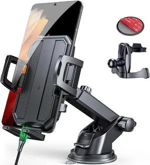 Car Phone Holder Mount Dash [360° Adjustable],Phone Holders for Your Car Cell Phone Holder Truck Stand for Dashboard Windshield Vent, Car Cell Phone Mount for iPhone Samsung, Charcoal Black