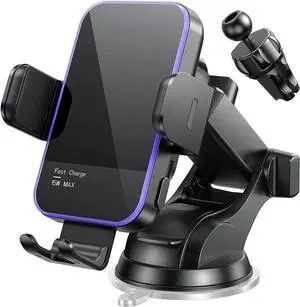 Wireless Car Charger,7 Colored RGB Backlit 15W Auto Clamping Phone Holders for Your car fit for iPhone 16 15 14 Mini Pro Max, Samsung Galaxy S25 Ultra S24 S23+, etc, Fathers Day for Gifts