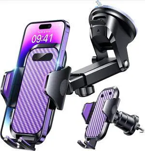 Phone Holders for Your Car 2025 Ultimate Phone Mount Military-Grade Windshield Dashboard VentNewest Best Strongest Cell Phone Car Mount for iPhone 16 Pro Max 15 Samsung Android,Purple