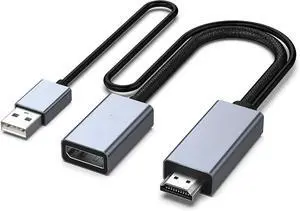 HDMI to DisplayPort Adapter, HDMI Source to DisplayPort Monitor Compatible with PC Graphics Card Laptop PS5 Xbox One(360) Supporting 4K@60Hz 2K@144Hz 1080P@165Hz