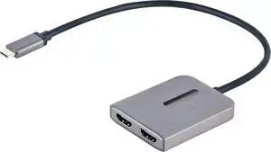 USB-C to Dual HDMI Adapter, USB Type-C Multi-Monitor MST Hub, Dual 4K 60Hz HDMI Laptop Display Extender / Splitter, HDR, Extra-Long Built-In Cable, Windows Only (MST14CD122HD)