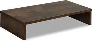 20 Inch Monitor Stand Riser, Wooden Desktop Riser for TV/PC/Laptop/Printer, Rustic Brown Monitor Riser with Storage, Computer Stand Keyboard Organizer