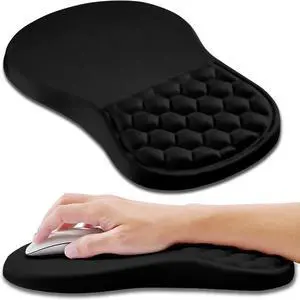 Ergonomic Mouse Pad Wrist Support, Wrist Rest Mousepad for Carpal Tunnel Pain Relief with Integrated Memory Foam Slope Massage Bulge (11.8x7.9 inch,Polar Night