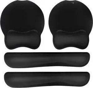 Premium Keyboard Wrist Rest and Mouse Pad Wrist Support, Ergonomic Memory Foam Set for Office, Laptop, Mac, Computer and Gaming, Comfortable Typing &Wrist Pain Relief (2 Pack)