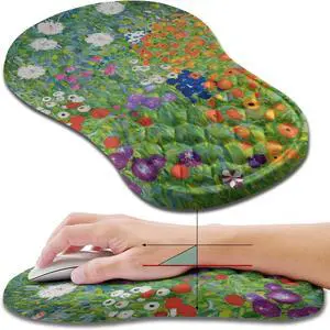 Ergonomic Mouse Pad Wrist Support, Wrist Rest Mousepad for Carpal Tunnel Pain Relief with Integrated Memory Foam Slope Massage Bulge (11.8x7.9 inch,Cute Floral