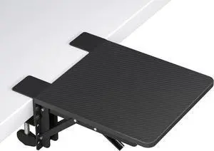 Ergonomic Desk Extender Tray, 9.5"x9.1" Table Mount Arm Wrist Rest Shelf, 90° Foldable Elbow Support, Clamp on Computer Arm Rest for Desk, Office & Home Use, Durable & Easy to Install