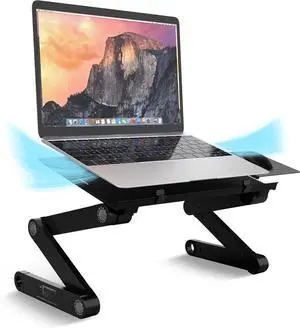 Adjustable Laptop Stand for Desk, Portable Laptop Stand Adjustable Height, Foldable Cooling Computer Holder Riser for Desk, Black