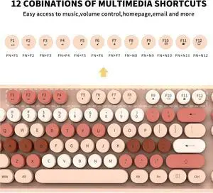 Keyboard and Mouse Sets Wireless,Reliable 2.4 GHz Connectivity for PC,Laptop,Smart TV and More (Milk Tea Color)
