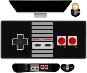 Large Gaming Mouse Pad, Keyboard Wrist Rest Pad & Wrist Support Mousepad Set, Stitched Edge, Extended, Non-Slip Base, Memory Foam Desk Mat, Black Game Console