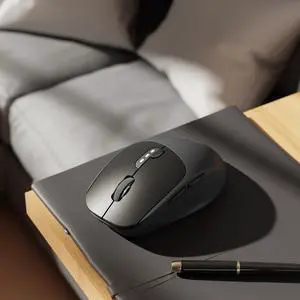 Wireless Mouse, Bluetooth & 2.4G Quiet Computer Mouses with 1600 DPI, Battery Level Display, Ergonomic Office Mouse,6 Button Portable Cute Cordless Mice for Laptop/PC/Mac- Black