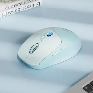 Wireless Mouse, Bluetooth & 2.4G Quiet Computer Mouses with 1600 DPI, Battery Level Display, Ergonomic Office Mouse,6 Button Portable Cute Cordless Mice for Laptop/PC/Mac- Blue
