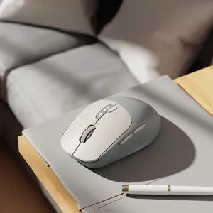 Wireless Mouse, Bluetooth & 2.4G Quiet Computer Mouses with 1600 DPI, Battery Level Display, Ergonomic Office Mouse,6 Button Portable Cute Cordless Mice for Laptop/PC/Mac- Grey