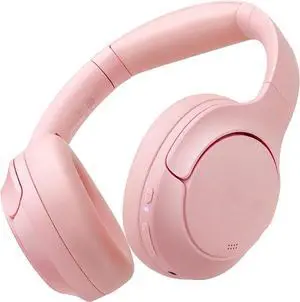 HT2 Hybrid Active Noise Cancelling Headphones, Wireless Over Ear Bluetooth Headset, 60H Playtime, Hi-Res Audio Custom EQ via App Deep Bass Comfort Fit Ear Cups, for Home Office Travel Pink