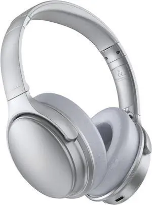 Active Noise Cancelling Headphones, H1 Wireless Over Ear Bluetooth Headphones, Deep Bass Headset, Low Latency, Memory Foam Ear Cups,90H Playtime (Silver)