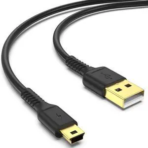 3ft Mini USB Cable, Standard USB 2.0 to Mini B Male Charger Cord Durable USB Mini to USB Charging Cable Compatible with PS3 Controller, MP3 Player, Camera, Dash Cam, Garmin GPS, Hero 3+(Black)