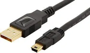 USB-A to Mini USB 2.0 Cable, 480Mbps Transfer Speed with Gold-Plated Plugs, 3 Foot, Black