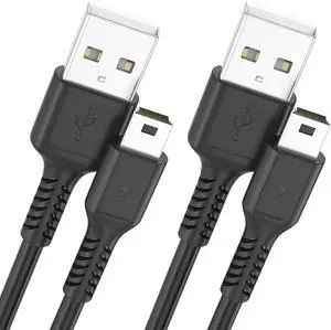 3ft Mini USB cable, 2 Pack USB 2.0 to mini b charger cord USB type A male Fast Charging cable Compatible with PS3 Controller, MP3 Player, Digital Camera, GPS Receiver, Dash Cam, Garmin GPS, Hero 3+