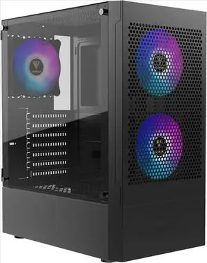 Gaming ATX Mid Tower PC Computer Case with Tempered Glass, 3 Built-in 120mm ARGB Desktop Case Fans, Support Up to 360mm AIO/Radiator, 150mm PSU & 160mm CPU Cooler