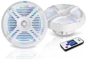 FOR65 Dual Waterproof Marine Speakers 250W Outdoor CarBoat Radio Stereo Speakers WaterproofWeather Proof Marine Stereo Speakers System Pair LED Light Mount Kit Speaker Wire Grill  PLMRX68LEW